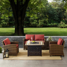 Load image into Gallery viewer, Bradenton 5Pc Outdoor Wicker Conversation Set Weathered Brown/Sangria