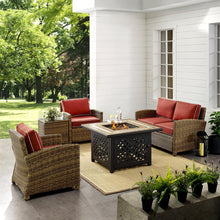 Load image into Gallery viewer, Bradenton 5Pc Outdoor Wicker Conversation Set Weathered Brown/Sangria