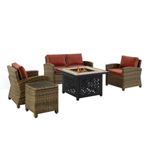 Load image into Gallery viewer, Bradenton 5Pc Outdoor Wicker Conversation Set Weathered Brown/Sangria