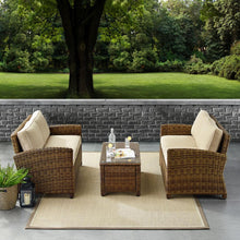 Load image into Gallery viewer, Bradenton 3Pc Outdoor Wicker Conversation Set Sand/Weathered Brown - Coffee Table & 2 Loveseats
