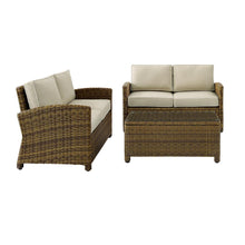 Load image into Gallery viewer, Bradenton 3Pc Outdoor Wicker Conversation Set Sand/Weathered Brown - Coffee Table & 2 Loveseats