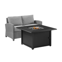 Load image into Gallery viewer, Bradenton 3Pc Wicker Loveseat Set W/Fire Table Gray/Gray - Dante Fire Table & 2 Loveseats