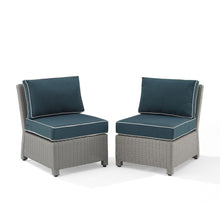 Load image into Gallery viewer, Bradenton 2Pc Outdoor Wicker Chair Set Navy/Gray - 2 Armless Chairs