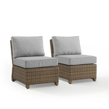 Load image into Gallery viewer, Bradenton 2Pc Outdoor Wicker Chair Set Gray/Weathered Brown - 2 Armless Chairs