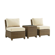 Load image into Gallery viewer, Bradenton 3Pc Outdoor Wicker Chair Set Sand/ Weathered Brown - Side Table & 2 Armless Chairs