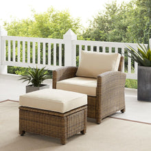 Load image into Gallery viewer, Bradenton 2Pc Outdoor Wicker Armchair Set Sand/ Weathered Brown - Armchair & Ottoman
