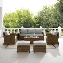 Load image into Gallery viewer, Bradenton 7Pc Outdoor Wicker Sofa Set Gray/Weathered Brown - Sofa, Coffee Table, Side Table, 2 Armchairs & 2 Ottomans
