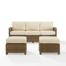 Load image into Gallery viewer, Bradenton 3Pc Outdoor Wicker Sofa Set Sand/Weathered Brown - Sofa & 2 Ottomans