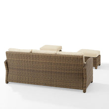 Load image into Gallery viewer, Bradenton 3Pc Outdoor Wicker Sofa Set Sand/Weathered Brown - Sofa & 2 Ottomans