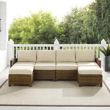 Load image into Gallery viewer, Bradenton 4Pc Outdoor Wicker Sectional Set Sand /Weathered Brown - Left Loveseat, Right Loveseat, & 2 Ottomans
