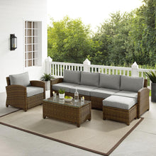 Load image into Gallery viewer, Bradenton 5Pc Outdoor Wicker Sectional Set Gray /Weathered Brown - Left Loveseat, Right Loveseat, Armchair, Coffee Table, & Ottoman