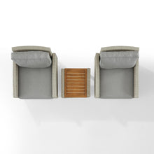 Load image into Gallery viewer, Capella 3Pc Outdoor Wicker Chair Set Gray/Acorn - Side Table & 2 Armchairs