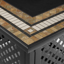 Load image into Gallery viewer, Bradenton 5Pc Outdoor Wicker Conversation Set W/Fire Table Gray/Weathered Brown - Tucson Fire Table & 4 Armless Chairs