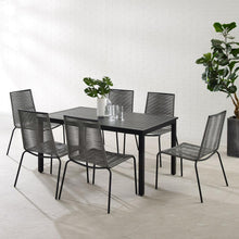 Load image into Gallery viewer, Fenton 7Pc Outdoor Wicker/ Metal Dining Set Gray/Matte Black - Table & 6 Chairs