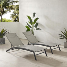 Load image into Gallery viewer, Weaver 2Pc Outdoor Sling Chaise Lounge Set Light Gray/Matte Black - 2 Lounge Chairs