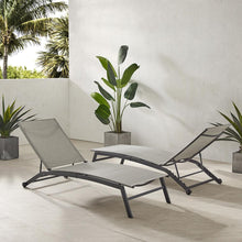 Load image into Gallery viewer, Weaver 2Pc Outdoor Sling Chaise Lounge Set Light Gray/Matte Black - 2 Lounge Chairs