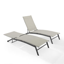 Load image into Gallery viewer, Weaver 2Pc Outdoor Sling Chaise Lounge Set Light Gray/Matte Black - 2 Lounge Chairs