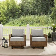 Load image into Gallery viewer, Bradenton 2Pc Outdoor Wicker Swivel Rocker Chair Set Gray/Weathered Brown - 2 Swivel Rockers