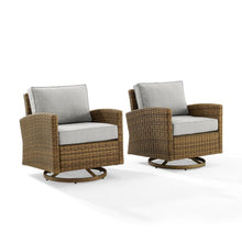 Load image into Gallery viewer, Bradenton 2Pc Outdoor Wicker Swivel Rocker Chair Set Gray/Weathered Brown - 2 Swivel Rockers