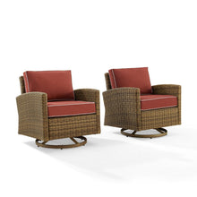 Load image into Gallery viewer, Bradenton 2Pc Outdoor Wicker Swivel Rocker Chair Set Sangria/Weathered Brown - 2 Swivel Rockers