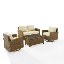 Load image into Gallery viewer, Bradenton 4Pc Swivel Rocker Conversation Set Sand/Weathered Brown - Coffee Table, Loveseat, & 2 Swivel Rockers