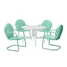 Load image into Gallery viewer, Griffith 5Pc Outdoor Metal Dining Set Aqua Gloss/White Satin - Table & 4 Chairs