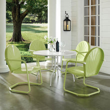 Load image into Gallery viewer, Griffith 5Pc Outdoor Metal Dining Set Key Lime Gloss/White Satin - Table & 4 Chairs