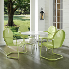Load image into Gallery viewer, Griffith 5Pc Outdoor Metal Dining Set Key Lime Gloss/White Satin - Table & 4 Chairs