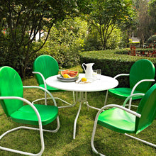 Load image into Gallery viewer, Griffith 5Pc Outdoor Metal Dining Set Kelly Green Gloss/White Satin - Table & 4 Chairs