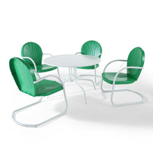 Load image into Gallery viewer, Griffith 5Pc Outdoor Metal Dining Set Kelly Green Gloss/White Satin - Table & 4 Chairs