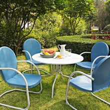 Load image into Gallery viewer, Griffith 5Pc Outdoor Metal Dining Set Sky Blue Gloss/White Satin - Table & 4 Chairs
