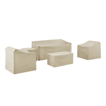 Load image into Gallery viewer, 5Pc Furniture Cover Set Tan - Sofa, Two Armchairs, End Table, & Rectangle Table
