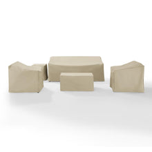 Load image into Gallery viewer, 5Pc Furniture Cover Set Tan - Sofa, Two Armchairs, End Table, & Rectangle Table