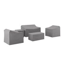 Load image into Gallery viewer, 5Pc Furniture Cover Set Gray - Loveseat, Two Armchairs, End Table, & Rectangle Table