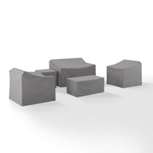 Load image into Gallery viewer, 5Pc Furniture Cover Set Gray - Loveseat, Two Armchairs, End Table, & Rectangle Table