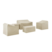 Load image into Gallery viewer, 5Pc Furniture Cover Set Tan - Loveseat, Two Armchairs, End Table, & Rectangle Table