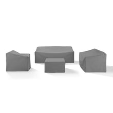 Load image into Gallery viewer, 4Pc Sectional Cover Set Gray - Loveseat, Sofa, Square Table/Ottoman, & Arm Chair