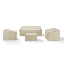 Load image into Gallery viewer, 4Pc Sectional Cover Set Tan - Loveseat, Sofa, Square Table/Ottoman, & Arm Chair