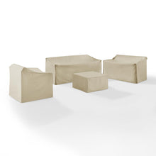 Load image into Gallery viewer, 4Pc Sectional Cover Set Tan - Loveseat, Sofa, Square Table/Ottoman, & Arm Chair