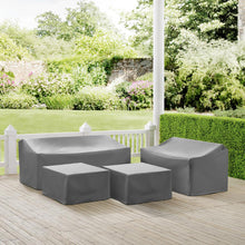 Load image into Gallery viewer, 4Pc Sectional Cover Set Gray - Loveseat, Sofa, & 2 Square Table/Ottoman