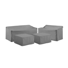 Load image into Gallery viewer, 4Pc Sectional Cover Set Gray - Loveseat, Sofa, & 2 Square Table/Ottoman