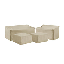 Load image into Gallery viewer, 4Pc Sectional Cover Set Tan - Loveseat, Sofa, & 2 Square Table/Ottoman