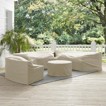 Load image into Gallery viewer, Catalina 4Pc Furniture Cover Set Tan - 3 Round Sectional Sofas & Coffee Table