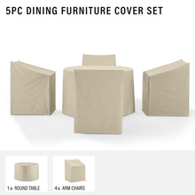 Load image into Gallery viewer, 5Pc Round Outdoor Dining Furniture Cover Set