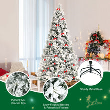 Load image into Gallery viewer, 7 Feet Snow Flocked Christmas Tree with Poinsettia Flowers