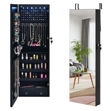 Load image into Gallery viewer, Wall Mounted Full Screen Mirror Jewelry Cabinet Armoire wirth 6 LEDs-Black