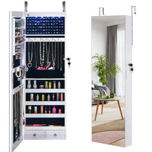 Load image into Gallery viewer, Wall Mounted Full Screen Mirror Jewelry Cabinet Armoire wirth 6 LEDs-White