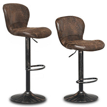 Load image into Gallery viewer, Set of 2 Adjustable Swivel Hot-stamping Bar Stools with Backrest