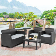 Load image into Gallery viewer, 4 Piece Patio Molded Rattan Sectional Sofa Set-Black