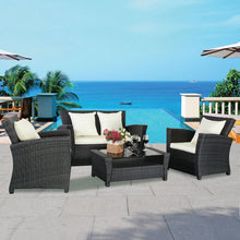 Load image into Gallery viewer, 4 pcs Black Rattan Wicker Patio Sofa Set